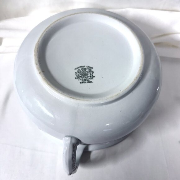 Antique J & G Meakin Ironstone Chamber Pot White Embossed Floral England 1800s - Picture 8 of 12